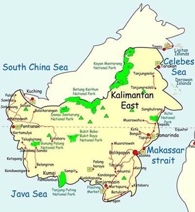 East Kalimantan Travel Map